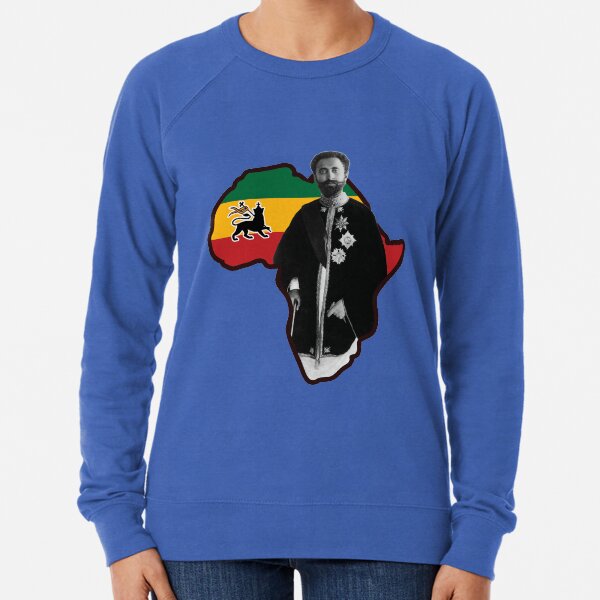 Haile Selassie I with African Map Lightweight Sweatshirt