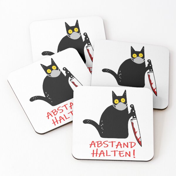 Item preview, Keep distance! Kitten cat with face mask & knife designed and sold by urban-design.