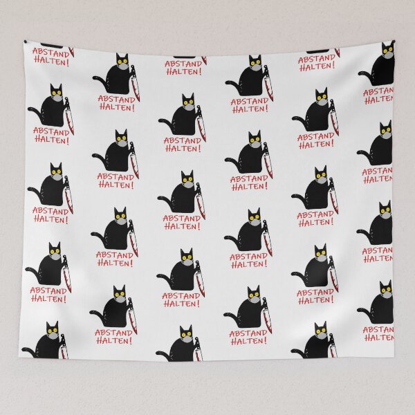 Item preview, Keep distance! Kitten cat with face mask & knife designed and sold by urban-design.