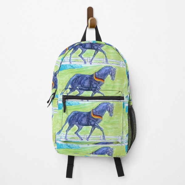 Item preview, Dressage warmblood horse trotting watercolor and ink painting designed and sold by horseaddicted.