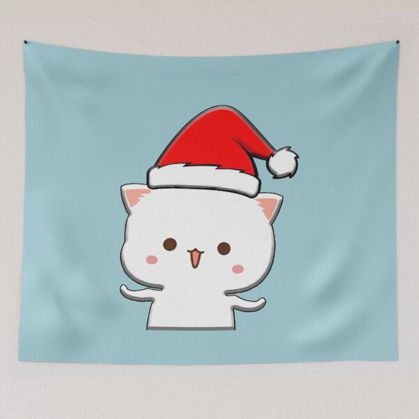 Artikelvorschau, Pfirsich Mochi Mochi Cat Weihnachtsmütze entworfen und verkauft von franktact.