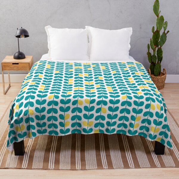 Item preview, Scandinavian style blue and yellow leaves pattern designed and sold by IONcreatION.