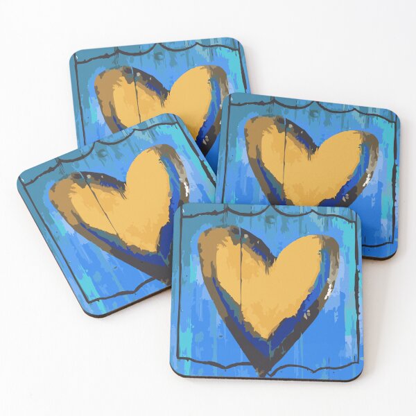 Artikelvorschau, Kunstvolles Herz Blau & Gold entworfen und verkauft von Jennifer Geiger Art.