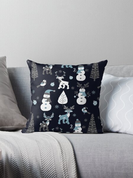 Item preview, Snowmen, Reindeer and Christmas Trees in Blue, Grey and Silver designed and sold by madtoyman.