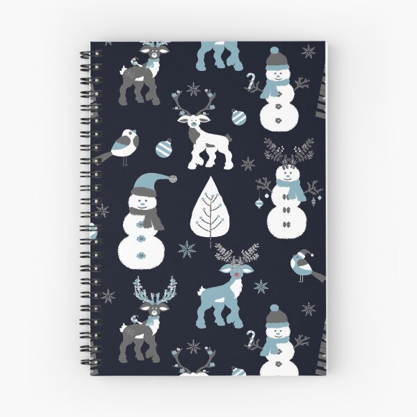 Item preview, Snowmen, Reindeer and Christmas Trees in Blue, Grey and Silver designed and sold by madtoyman.