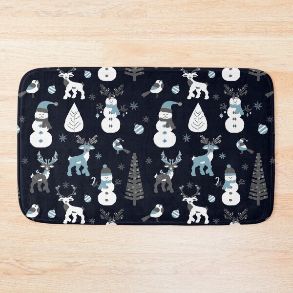 Item preview, Snowmen, Reindeer and Christmas Trees in Blue, Grey and Silver designed and sold by madtoyman.
