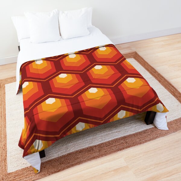 Concentric Hexagons Geometric Pattern – Retro 70s Comforter