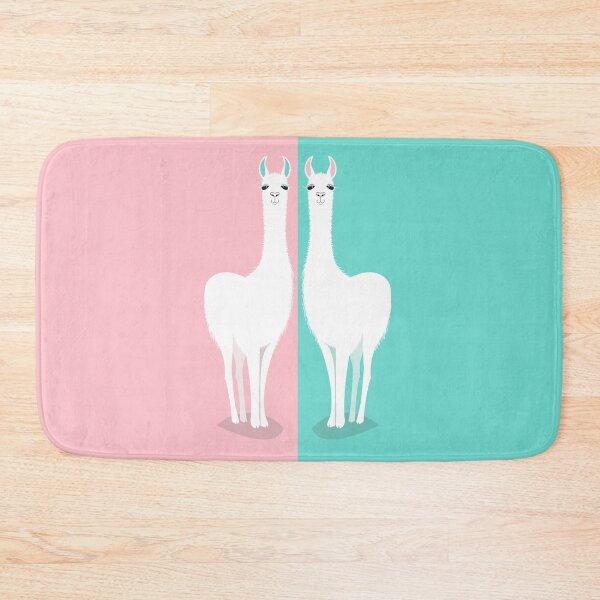 Item preview, TWO STANDING LLAMA ON PINK AND BLUE designed and sold by Jean Gregory Evans.
