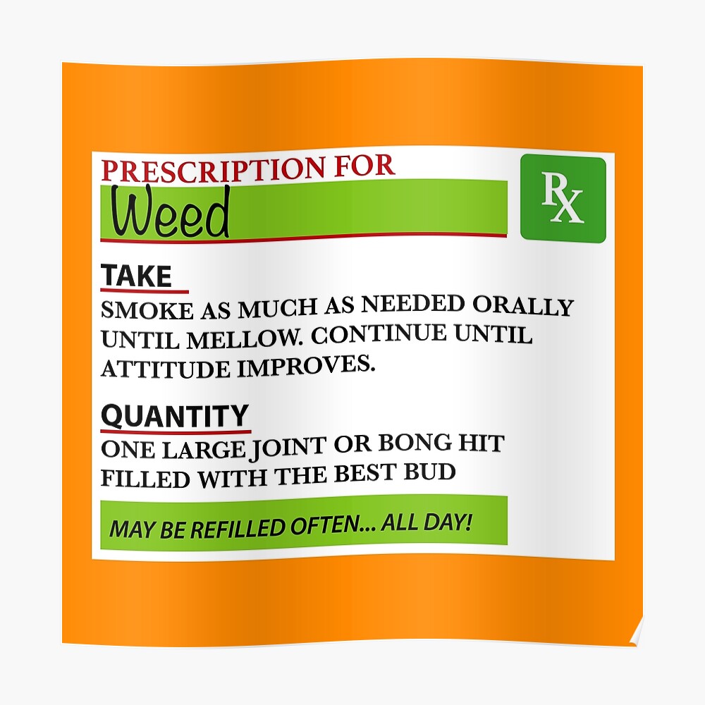 Weed Prescription Bottle Label Sticker By Outerwear Redbubble