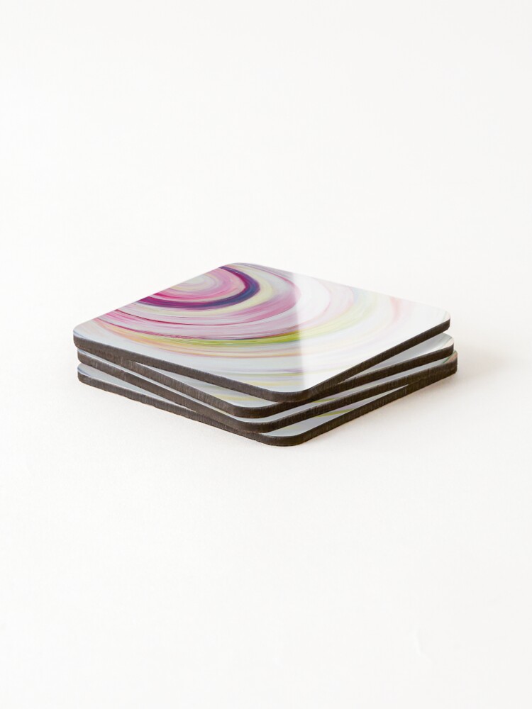 Thumbnail 4 of 5, Coasters (Set of 4), Pink Swirl designed and sold by Rosesbyrobin.