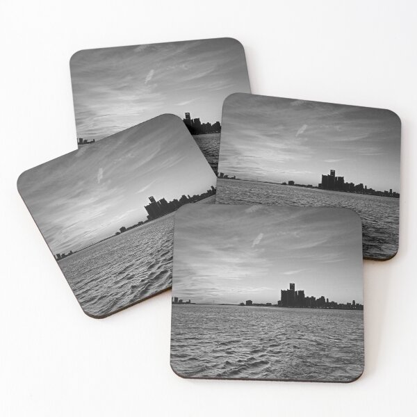 Item preview, Detroit Michigan and Windsor Ontario Sunset Black and White designed and sold by RCPphotography.