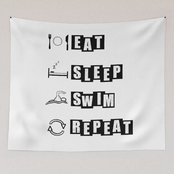 Item preview, Eat, Sleep, Swim, Repeat - white designed and sold by BusyMonkeys.