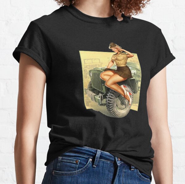 Pin-up WWII Willys MB Poster Vintage Classic T-Shirt