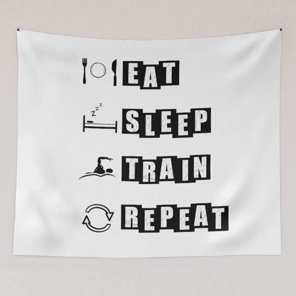 Item preview, Eat, Sleep, Train, Repeat for swimming - white designed and sold by BusyMonkeys.