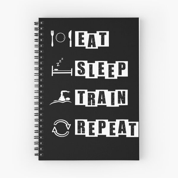 Item preview, Eat, Sleep, Train, Repeat for swimming - black designed and sold by BusyMonkeys.