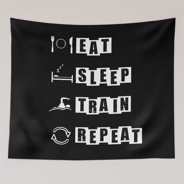Item preview, Eat, Sleep, Train, Repeat for swimming - black designed and sold by BusyMonkeys.