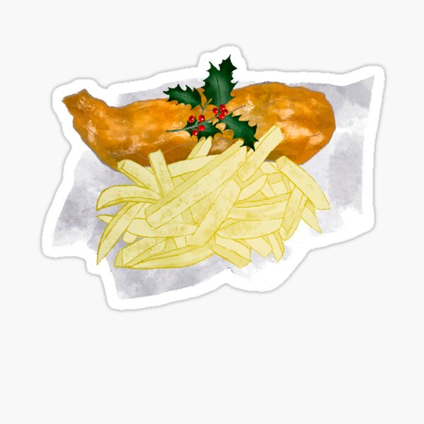 Yum Fish And Chips Sticker by Fox And Velvet