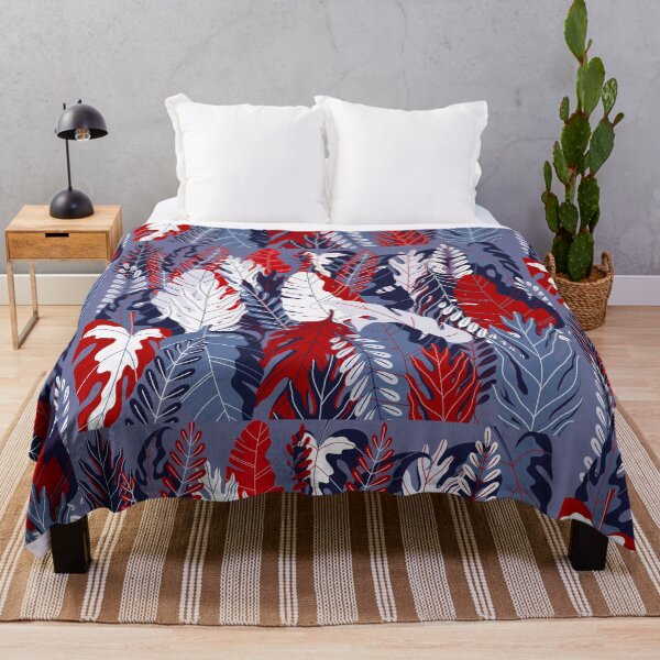 Item preview, Bold leaves pattern - blue designed and sold by MarineTreasury.