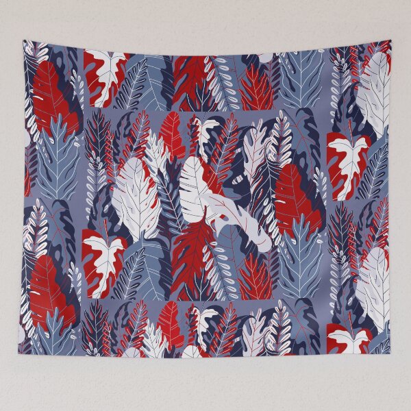 Item preview, Bold leaves pattern - blue designed and sold by MarineTreasury.