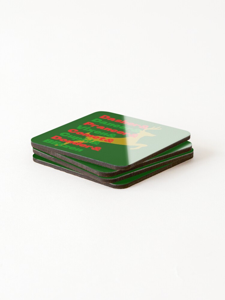 Thumbnail 4 of 5, Coasters (Set of 4), Reindeer Names Christmas  designed and sold by DesignsofNote.