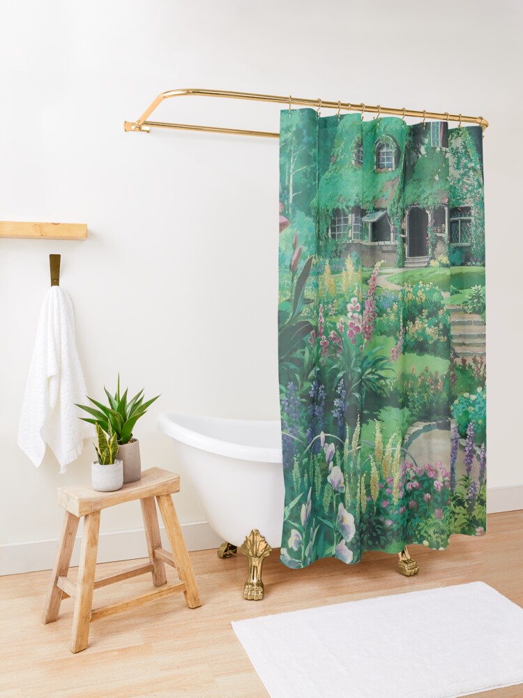 Alternate view of Anime Movie House with flowers Scenery Shower Curtain