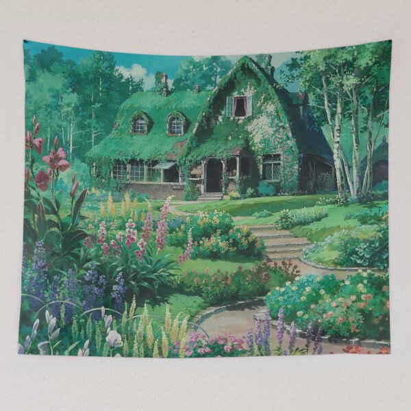 Artikelvorschau, Anime Movie House mit Blumen Landschaft entworfen und verkauft von layar5.