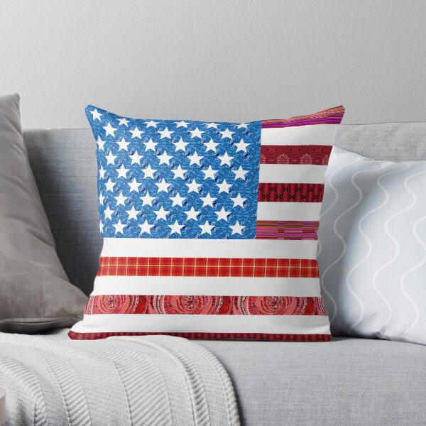 American Patchwork Flag Quilt Throw Pillow
