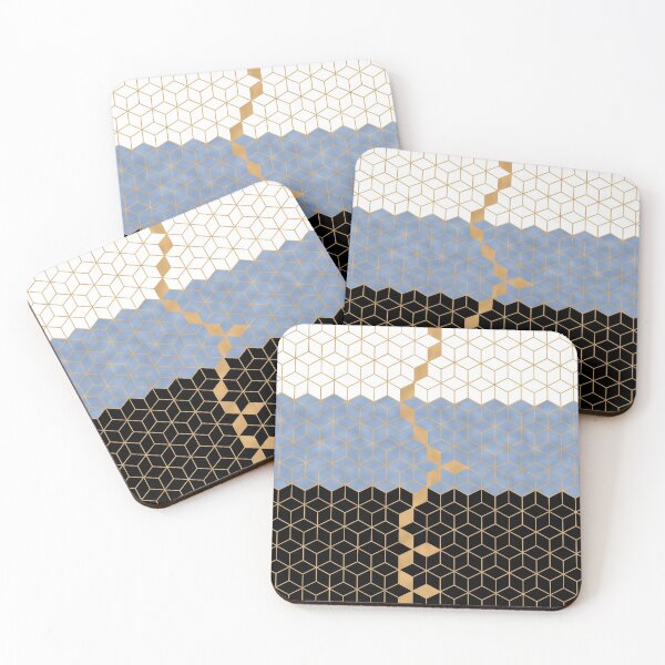 Item preview, cubes Blue white black with flower petals designed and sold by argupta15115.