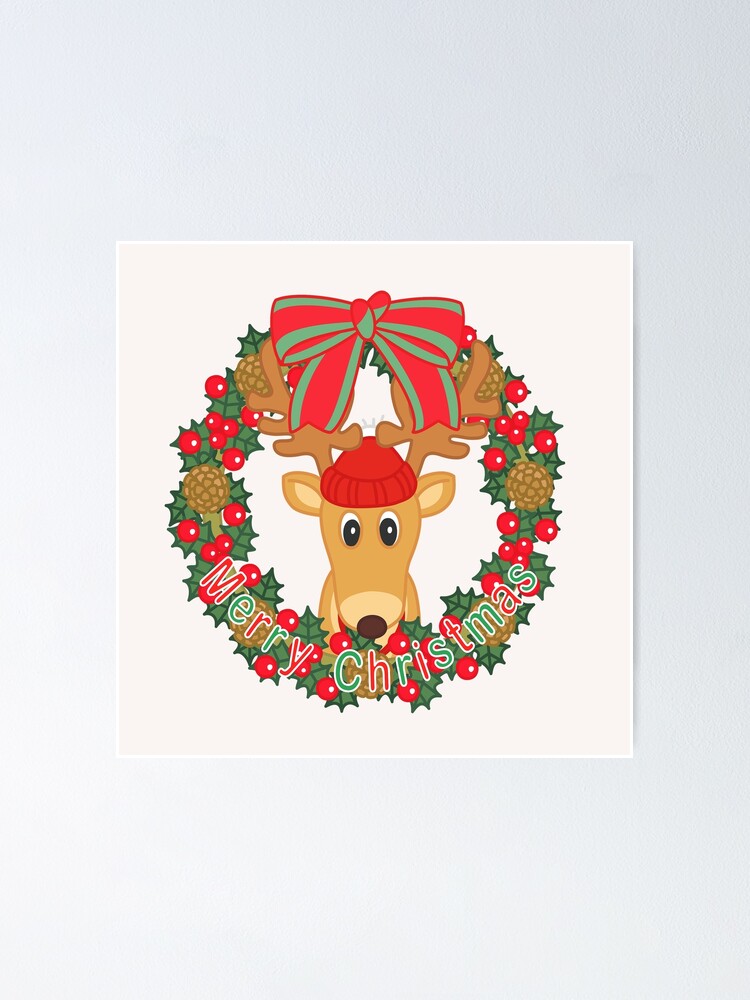 "Merry Christmas Rudolph - red nosed reindeer" Poster for Sale by ...