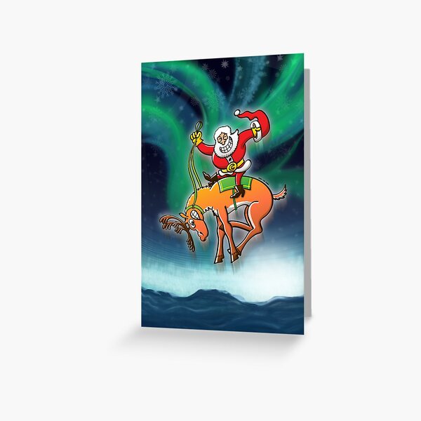 Christmas Rodeo by Santa Claus Greeting Card
