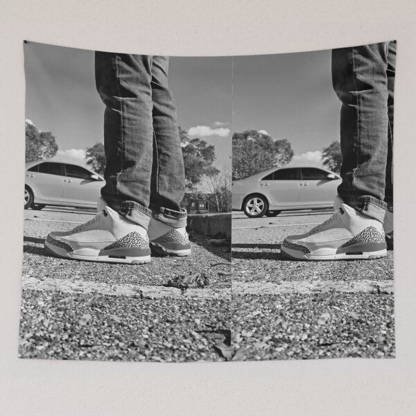 Item preview, AJ 3 Hall of Fame Sneaks Portrait on Feet Black and White designed and sold by RCPphotography.