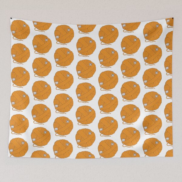 Artikelvorschau, Kitty und Hannah Yarn Ball-Pure Yellow Orange entworfen und verkauft von mochinumnums.