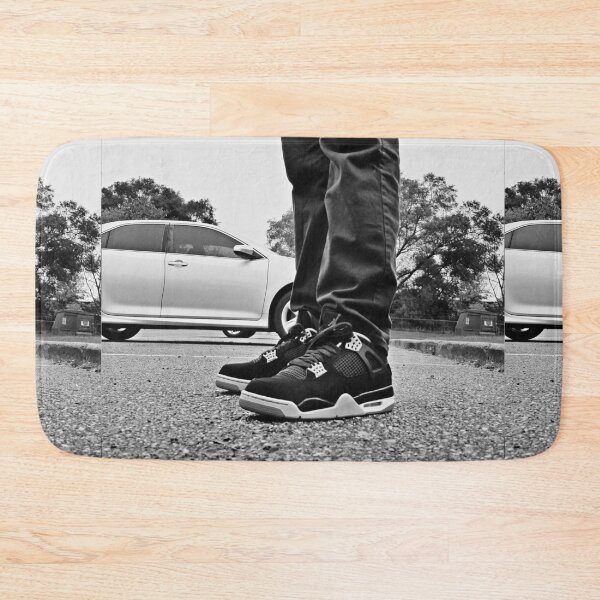 Item preview, AJ4 Bred Sneaks Portrait on Feet Black and White designed and sold by RCPphotography.