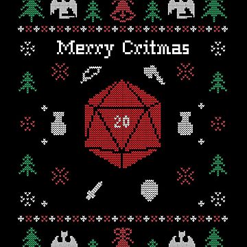 Vorschaubild zum Design Merry Critmas Black Ugly Christmas Sweater Design für Dungeons and Dragons oder Tabletop RPG von sunburstrpg