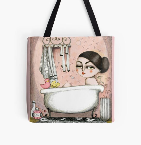 Lady prend son bain Tote bag doublé