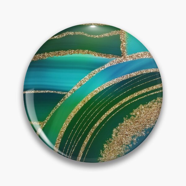 Item preview, Abstract Teal Blue Green And Gold Faux Marble Landscape designed and sold by MysticMarble.