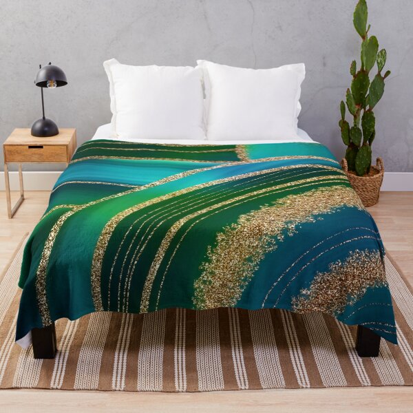 Item preview, Abstract Teal Blue Green And Gold Faux Marble Landscape designed and sold by MysticMarble.