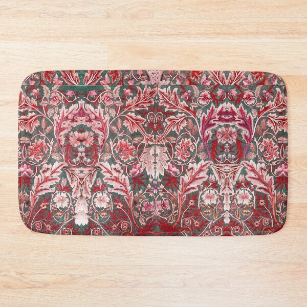 Item preview, ANTIQUE EMBROIDERY WITH CARNATIONS ,LARGE LEAVES AND FLOWERS Red White Pink  Floral designed and sold by BulganLumini.