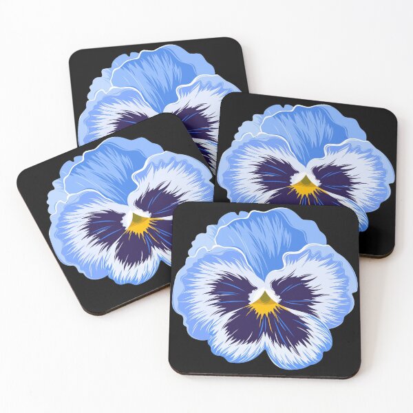 blue pansy flower Coasters (Set of 4)