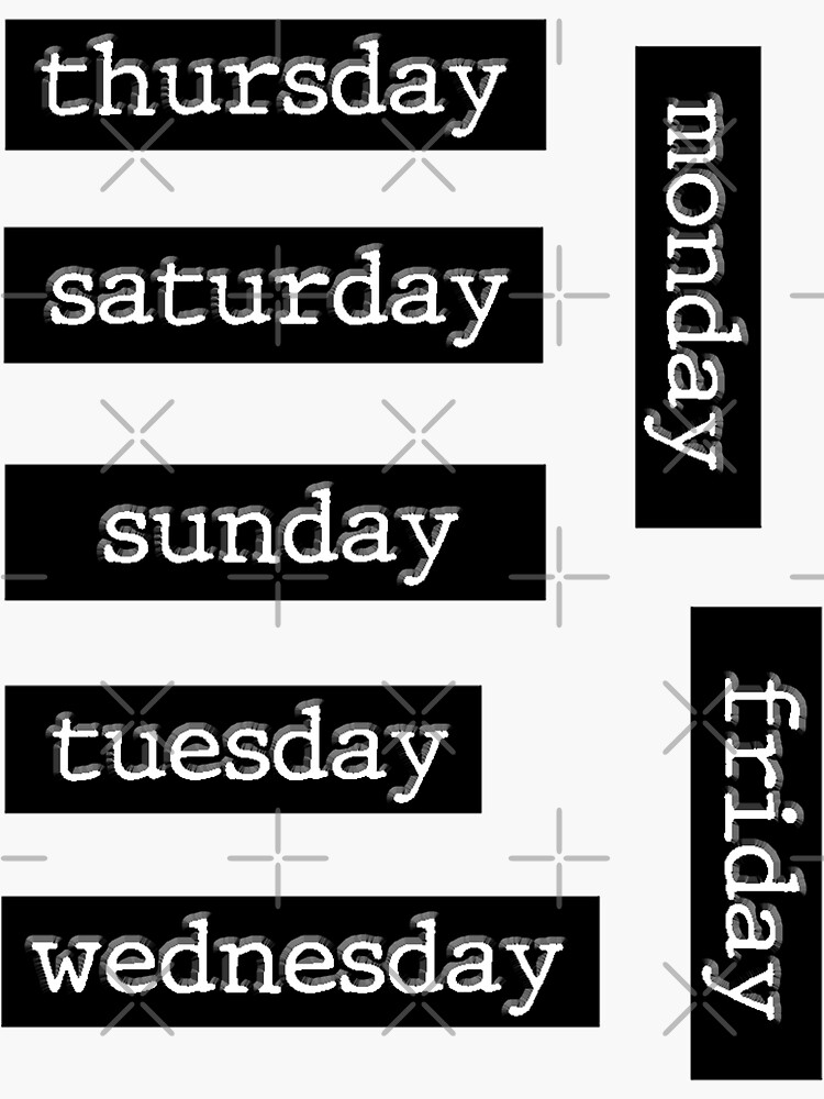 "Weekday Labels to Help You Organize" Sticker by Darcy777 | Redbubble