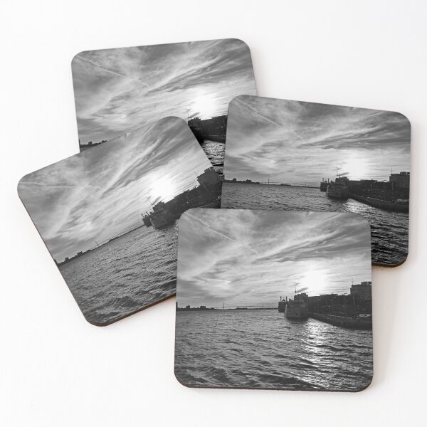Item preview, Detroit Michigan and Windsor Ontario Sunset 2 Black and White designed and sold by RCPphotography.