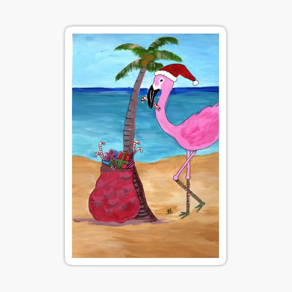 Christmas in paradise flamingo Sticker