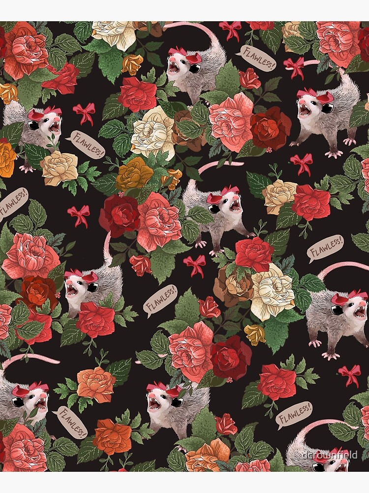 Thumbnail 6 of 6, Apron, Opossum Floral Pattern (with text) designed and sold by dcrownfield.