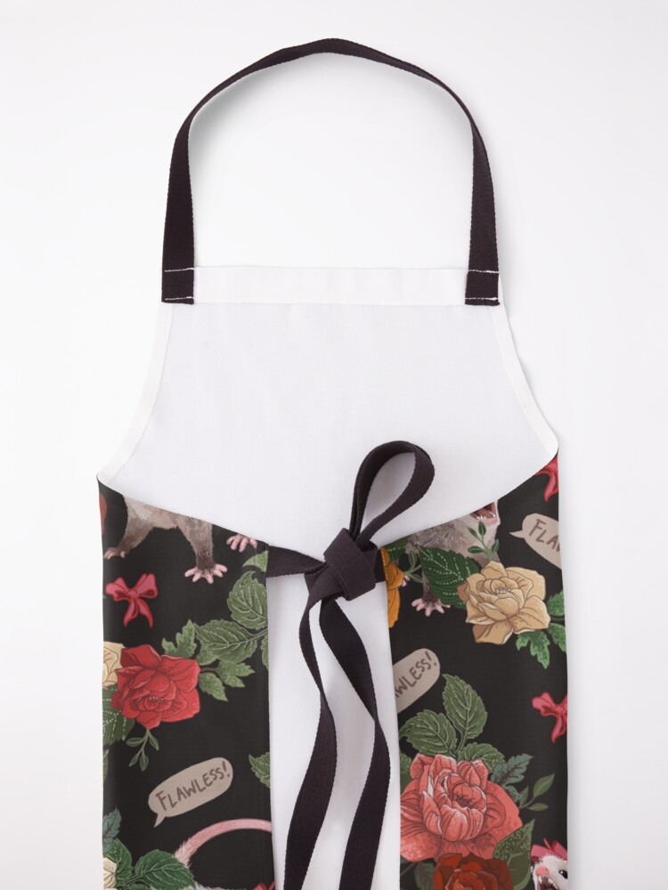 Thumbnail 5 of 6, Apron, Opossum Floral Pattern (with text) designed and sold by dcrownfield.