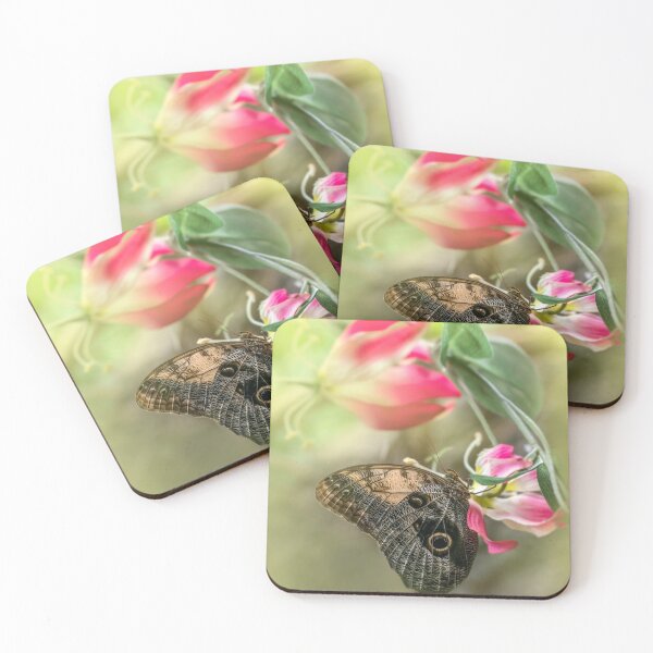 Item preview, Caligo memnon on pink flowers designed and sold by JBlaminsky.