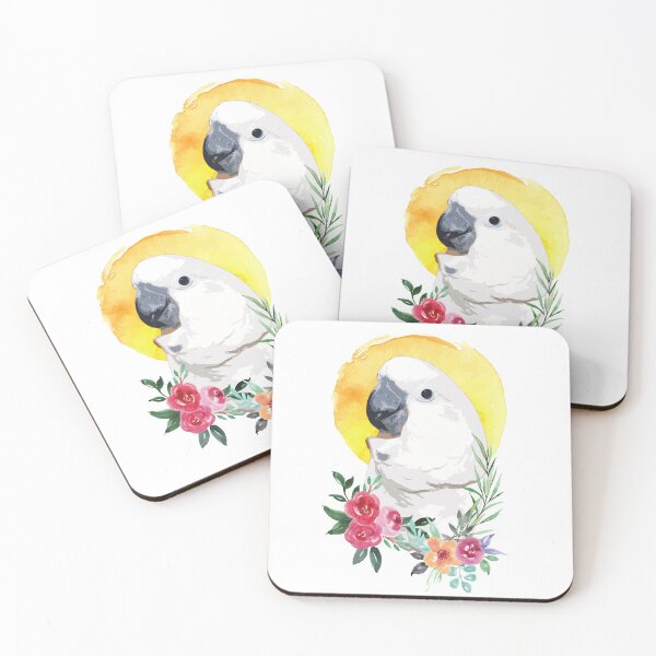 Item preview, cockatoo and flower watercolor designed and sold by L'Atelier Oranjade.