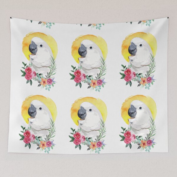 Item preview, cockatoo and flower watercolor designed and sold by L'Atelier Oranjade.