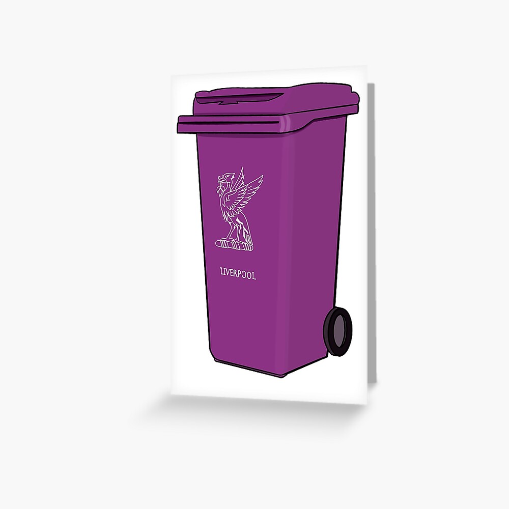 "Liverpool Purple Wheelie Bin" Greeting Card for Sale by Shelmodine79