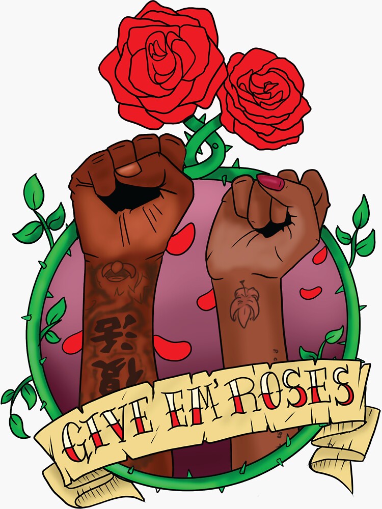 Thumbnail 3 of 3, Sticker, Give Em' Roses designed and sold by CanWeKickIt.