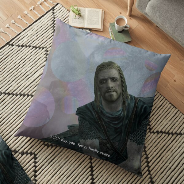 Hey You Youre Finally Awake Skyrim Meme Floor Pillow By Merch On Redbubble